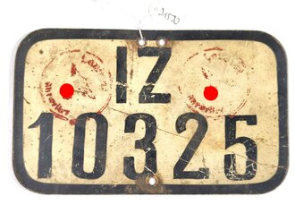 Nummernschild aus der Zeit des III.Reiches, Originallack, 12x21cm