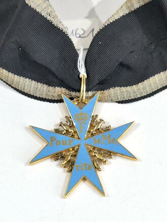 Preussen Orden Pour le Mérite an Halsband, einfache Fertigung, Vorderseite emailliert