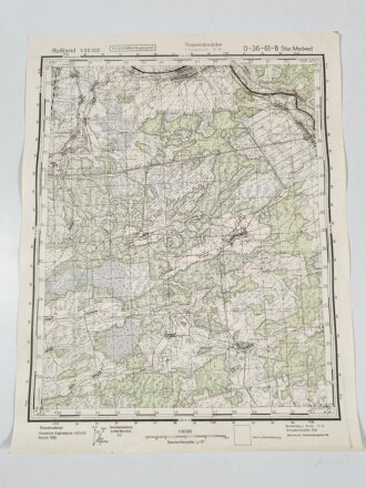 Truppenkarte Rußland 1:50000 " Star. Medwed"  datiert 1942. Maße 35 x 45cm