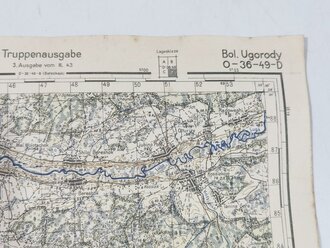 Truppenkarte Rußland 1:50000 " Bol-.Ugorody"  datiert 1943. Maße 35 x 45cm