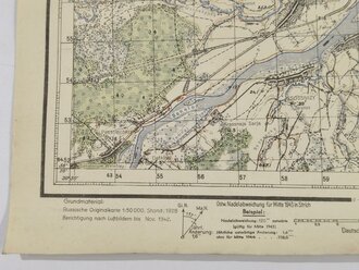 Truppenkarte Rußland 1:50000 " Medwed"  datiert 1942. Maße 35 x 45cm