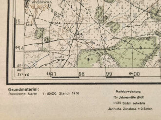 Truppenkarte Rußland 1:50000    datiert 1942. Maße 35 x 45cm