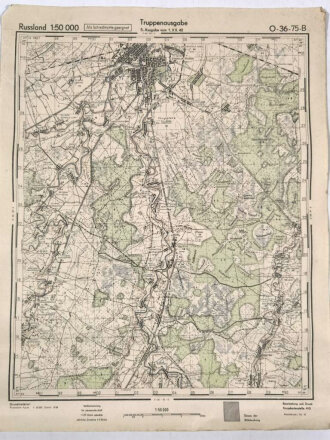 Truppenkarte Rußland 1:50000    datiert 1942. Maße 35 x 45cm