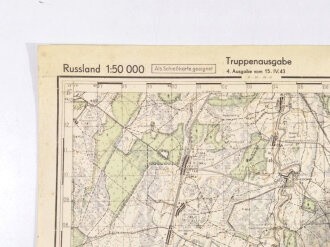 Truppenkarte Rußland 1:50000    datiert 1943, Maße 35 x 45cm