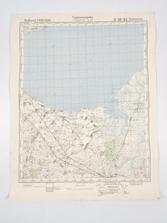 Truppenkarte Rußland 1:100.000 "Dubowizy"   datiert 1943, Maße 35 x 45cm