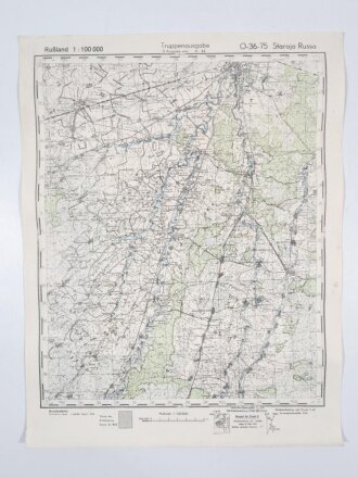 Truppenkarte Rußland 1:100.000 "Staraja Russa"   datiert 1943, Maße 35 x 45cm