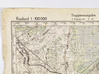 Truppenkarte Rußland 1:100.000 "Schimsk"   datiert 1943, Maße 35 x 45cm
