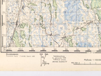 Truppenkarte Rußland 1:50000  datiert 1942, Maße 35 x 45cm