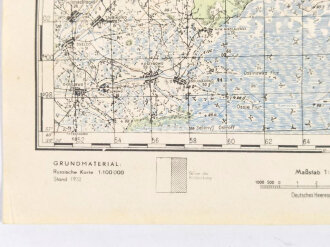 Truppenkarte Rußland 1:100.000 "Gorodzy"   datiert 1943, Maße 35 x 45cm