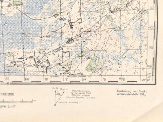 Truppenkarte Rußland 1:100.000 "Gorodzy"   datiert 1943, Maße 35 x 45cm