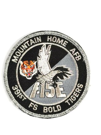 U.S. Air Force, "Mountain Home AFB F-15E" 391st FS "Bold Tigers" flight jacket patch