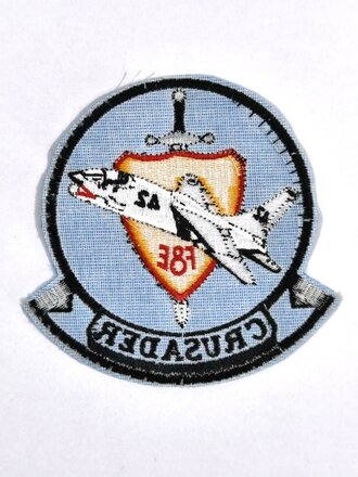 U.S. Navy/USMC, "Crusader F8E 42" Vought F-8 Crusader flight jacket patch, Vietnam War, ca. 12 x 12 cm