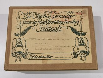 Feldpostpaket " der Oberbürgermeister der Stadt der Reichsparteitage Nürnberg" Adressiert an einen Schützen der Nachrichten Ersatz Kompanie Scheinfurt
