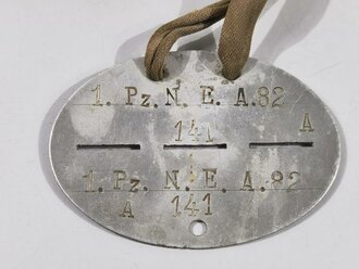 Erkennungsmarke Aluminium eines Angehörigen "Panzer N.E.A. 82"