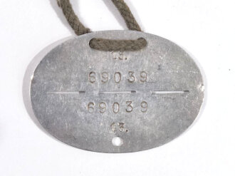 Luftwaffe Erkennungsmarke Aluminium eines Angehörigen "69039"