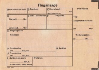 Luftwaffe Vordruck "Flugansage" DIN A5, nicht...