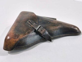 Koffertasche für P08 Luger der Wehrmacht datiert 1941. Dunkelbraunes Leder, leicht getragenes Stück