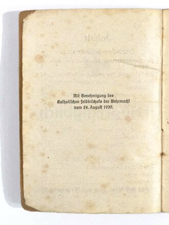 "Katholisches Feldgesangbuch", 95 Seiten, 1938, ca. 10,5 x 7,5 cm, gebraucht