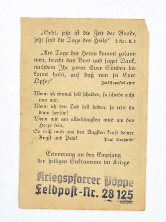 "Katholisches Feldgesangbuch", 95 Seiten, 1938, ca. 10,5 x 7,5 cm, gebraucht
