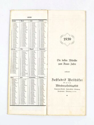 "Terminkalender 1939", hrsg. v. Faßfabrik...