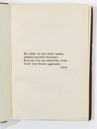 "Lieb Vaterland der Lebensfreude - Sprüche und Gedichte", 6. Band, P. J. Tonger, 159 Seiten, 16 x 11,5 cm, gebraucht mit Stempel des Wehrbezirkskommando Dessau, 17.11.1943