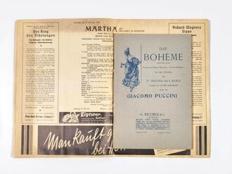 KDF Begleitheft "Volksoper- Die Boheme, Puccini", 3.2.1941, ca. 24 x 17 cm, gebraucht