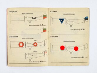 "Hoheitsabzeichen der Flugzeuge der europäischen Mächte", hrsg. v. Reichsluftfahrtministerium, ohne Seitenzahl, 1939, ca. 15 x 10,5 cm, gebraucht