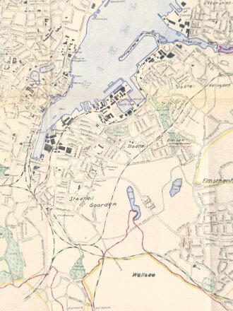"Kiel und Kanal", Ausgabe 1940, Zwei Karten in Umschlag, Kiel-Schleswig 1:100.000 und Kiel-Wik 1:15.000, mit Umschlag ca. 33 x 23 cm, Karten im guten gebrauchten Zustand