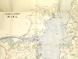 "Kiel und Kanal", Ausgabe 1940, Zwei Karten in Umschlag, Kiel-Schleswig 1:100.000 und Kiel-Wik 1:15.000, mit Umschlag ca. 33 x 23 cm, Karten im guten gebrauchten Zustand