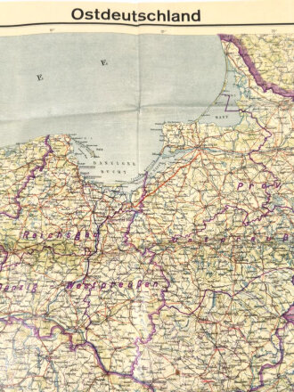 Karte "Ostdeutschland", wohl 1940er, 106 x 124...