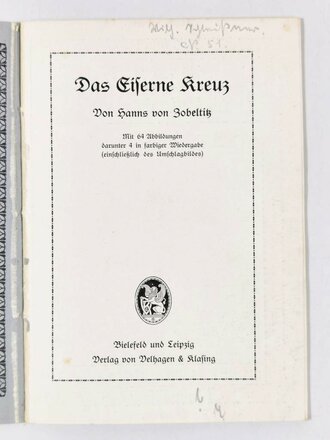 "Das Eiserne Kreuz", Volksbücher der Geschichte Nr. 123, Hanns v. Zobelitz, um 1915, ca. 26 x 18 cm, gebraucht