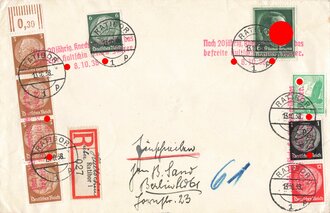 "Befreiung des Sudetenlandes", Briefumschlag, Hultschin/Hlucin/Ratibor, Oktober 1938, gelaufen