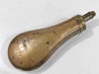 Alte Pulverflasche aus Messing,  Gesamtlänge 20cm