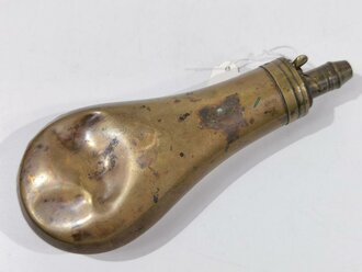 Alte Pulverflasche aus Messing,  Gesamtlänge 20cm