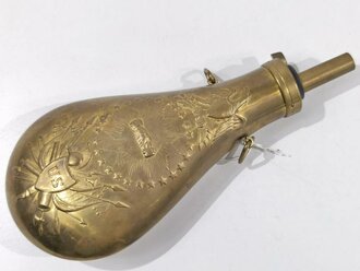 U.S. Pulverflasche aus Messing,  Gesamtlänge 23cm,...