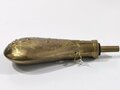 U.S. Pulverflasche aus Messing,  Gesamtlänge 23cm, neuzeitliche REPRODUKTION