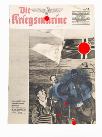 Die Kriegsmarine, Heft 14, zweites Juliheft 1942, "Eichenlaubträger Kapitänleutnant Hardegen U123", gebraucht, großer Tintenfleck