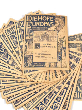 Die Höfe Europas, 19 Ausgaben "Am Hofe Kaiser Wilhelm II.", Bd. 1, Lieferung 1-6, 13,14,16-20, 25-30, hrsg. v. Arthur Brehmer 1898, 32 x 25 cm, gebraucht
