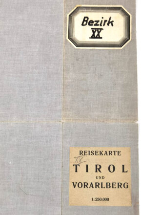 RAD, Standortkarte des Arbeitsgau/Bezirk XX auf "Reisekarte" Tirol und Voralberg, Januar 1941, 1:250.000, ca. 64 x 140 cm, gebraucht