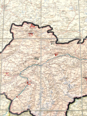 RAD, Standortkarte des Arbeitsgau/Bezirk XX auf "Reisekarte" Tirol und Voralberg, Januar 1941, 1:250.000, ca. 64 x 140 cm, gebraucht