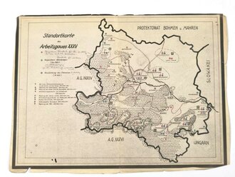 RAD, Standortkarte des Arbeitsgaues XXXV "Wien-Niederdonau ", ohne Jahr, ca. 33 x 44 cm, gebraucht