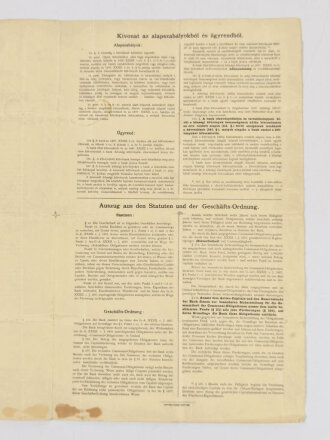 Österreich-Ungarn, "Communal-Obligation/Pester Ungarische Commercial-Bank", Budapest, 1909, Faltblatt, ca. 42 x 26 cm, gebraucht, mehrfach gefaltet