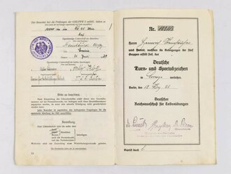 Reichswehr, Weimarer Republik, DRAFL Deutscher Reichsausschuss für Leibesübungen, Leistungsbuch "Deutsches Turn- und Sportabzeichen für Männer", 6. Infanterieregiment, 14 Seiten, Eutin 1929, gebraucht, DIN A5