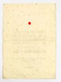 Deutscher Reichskriegerbund (Kyffhäuserbund), "Urkunde anläßlich des Opferschießens für das Winterhilfswerk", Kreisverband Saarbrücken, 1.11. 1936, 34 x 24 cm, gebraucht