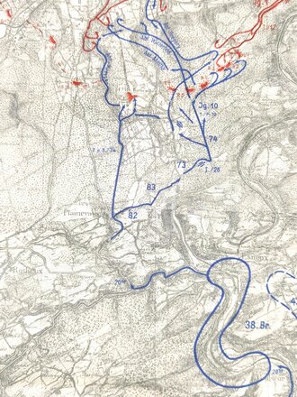 1. Weltkrieg Westfront, Karte "Der Handstreich gegen Lüttich am 3. - 7. August 1914 ", 1:30.000, 111 x 85 cm, gebraucht