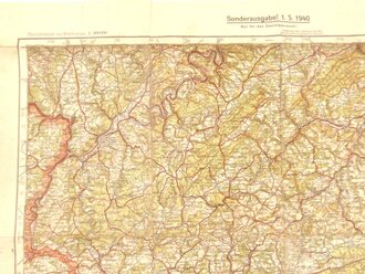 Westmark/Gau Saarpfalz, Karte "K 50 Trier", Sonderausgabe "Nur für den Dienstgebrauch!", 1.5.1940, 1:300.000, 51 x 64 cm, gebraucht