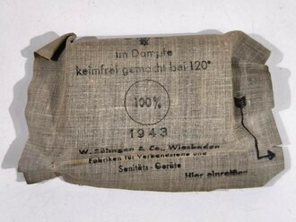Verbandpäckchen Wehrmacht für die Tasche in der Feldbluse bzw. den Verbandkasten. Kleines Modell datiert 1940