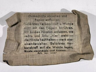 Verbandpäckchen Wehrmacht für die Tasche in der Feldbluse bzw. den Verbandkasten. Kleines Modell datiert 1940