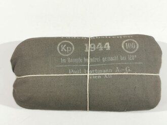 Verbandpäckchen Wehrmacht für die Tasche in der Feldbluse bzw. den Verbandkasten. Großes Modell datiert 1944