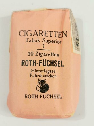 Pack "Roth Füchsel" Zigaretten Tabak, ungeöffnet, Steuerbanderole mit Hakenkreuz